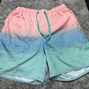 Ocean Current Men's Gradient Swim Trunks in Coral, Blue & Mint Size M